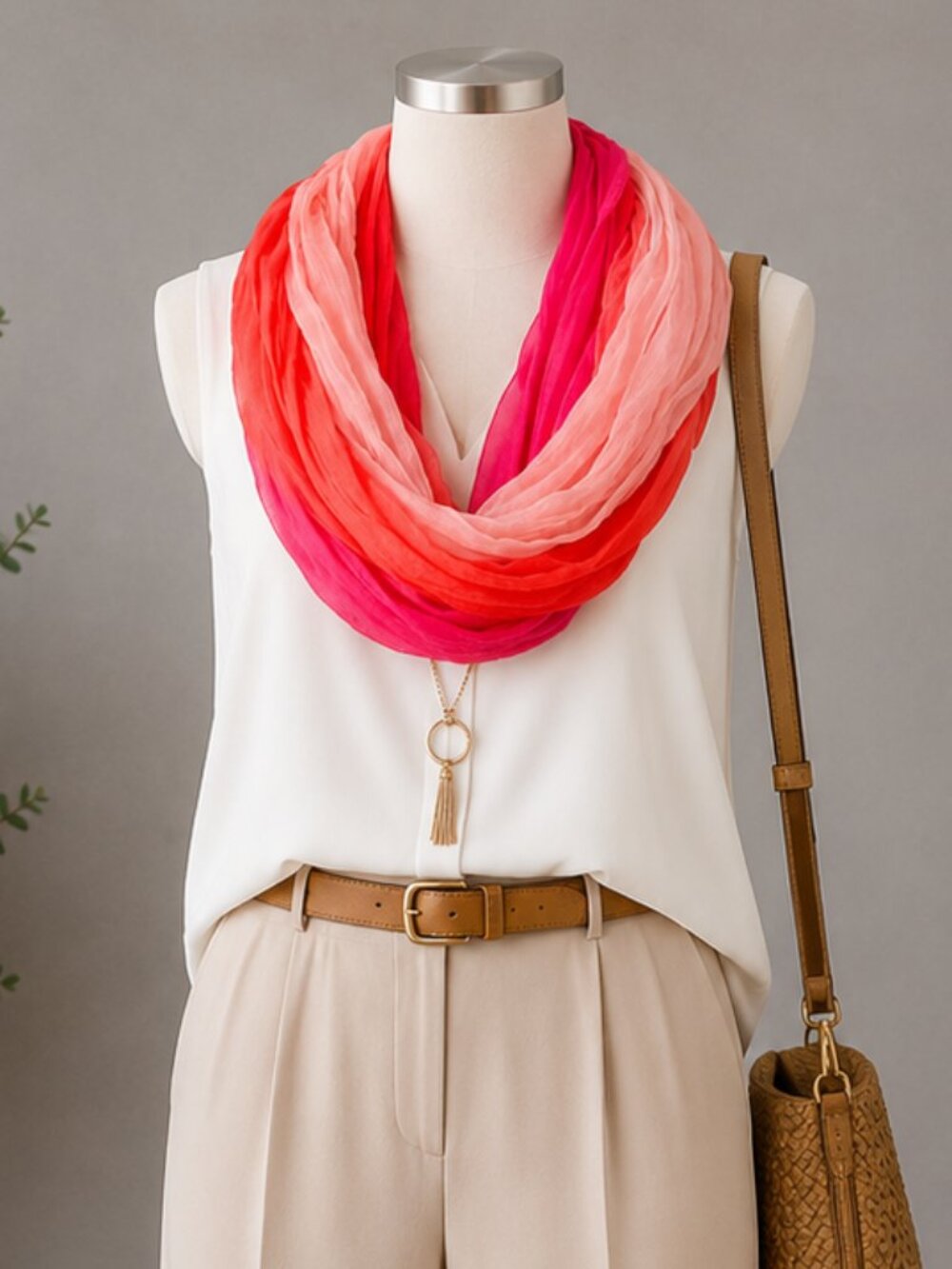 Elegant Pink & Orange Ombré Lightweight Scarf